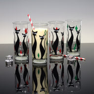 Retro Atomic Cat Collins Drinkware Set