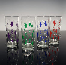 Load image into Gallery viewer, Jewel Tone Diner Diamonds Collins Drinkware Set