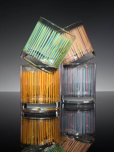 Atomic Pinstripe Carousel Rocks Glass Set