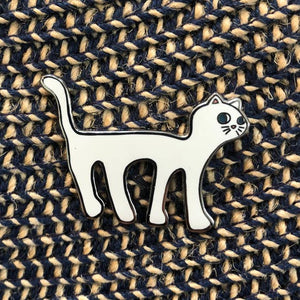 White Cat Enamel Pin - egads-shop