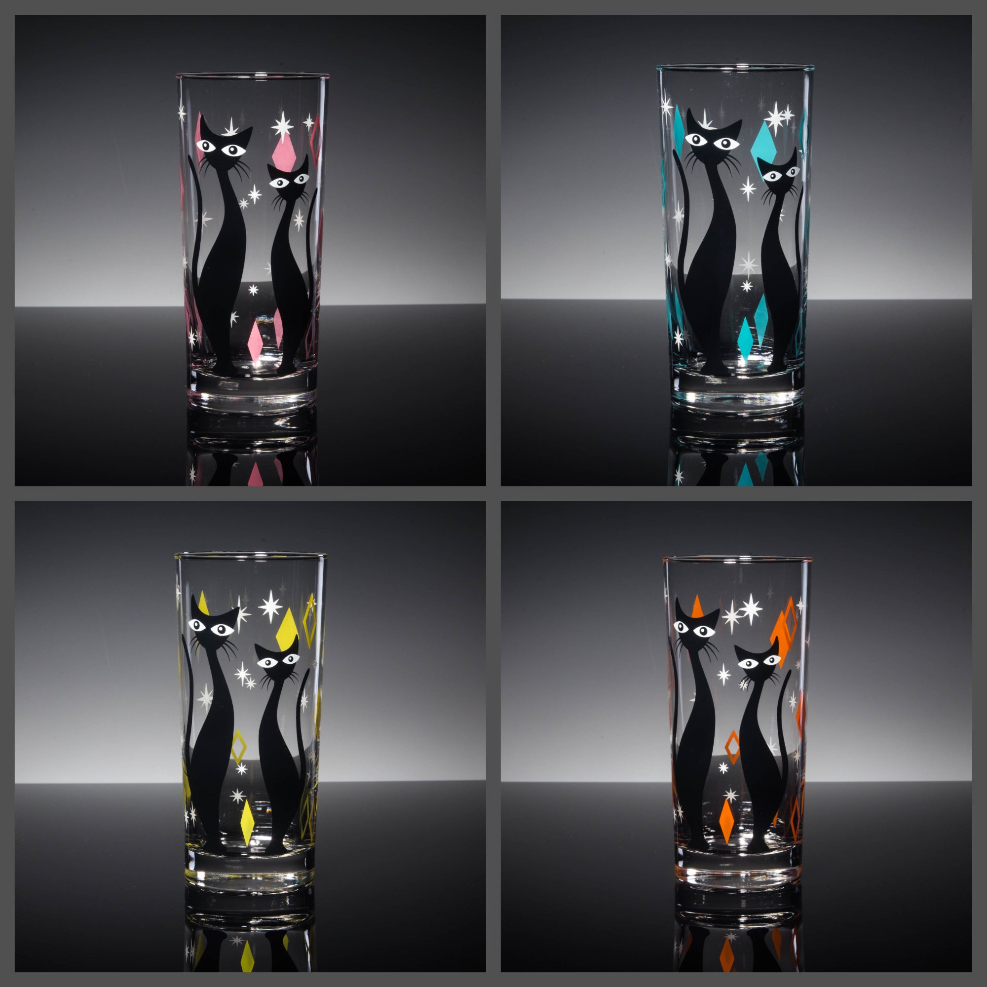 Atomic Kitschy Black Cat Pint Glass, 16oz Mid Century Modern Retro Bee –  Kate McEnroe New York