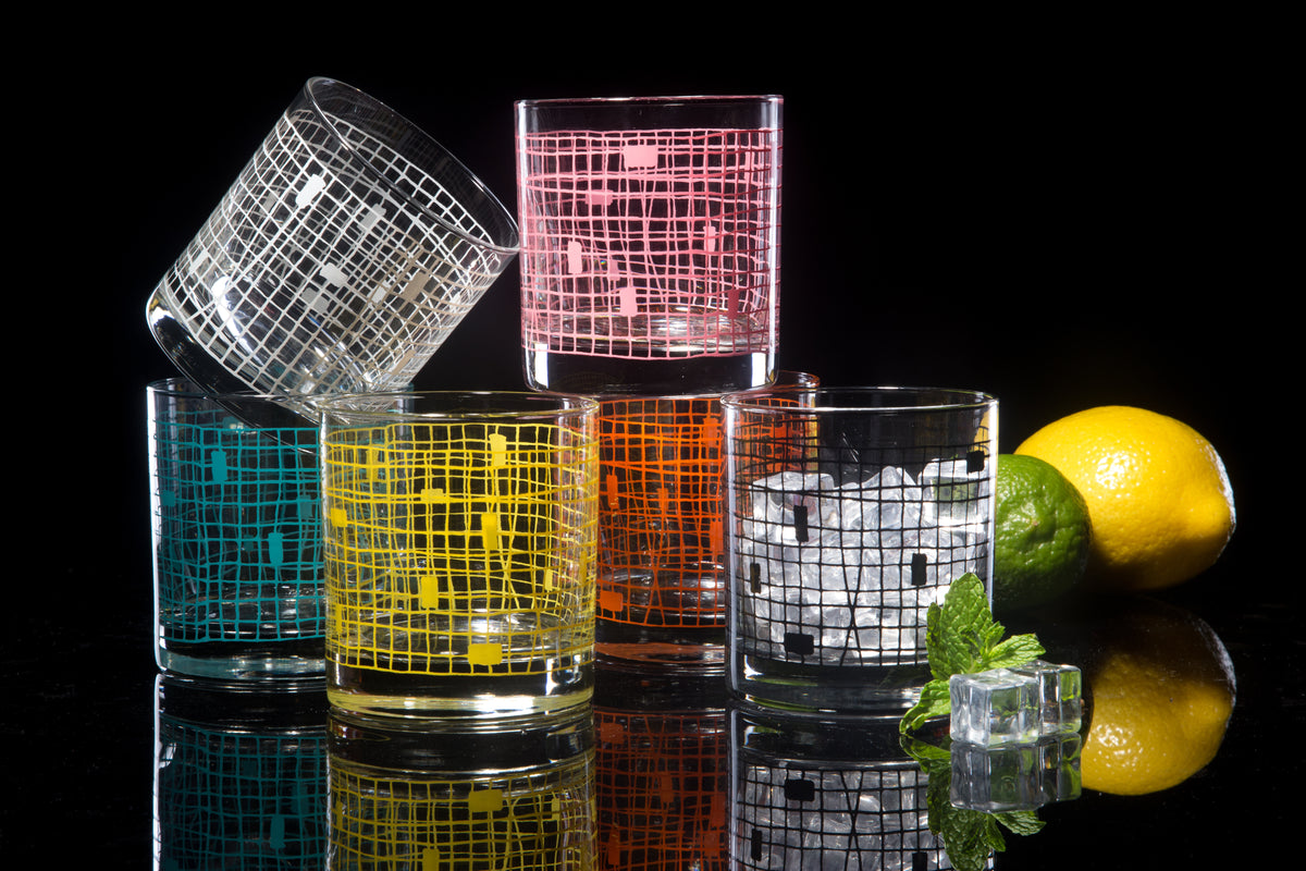 6-Color Basket Weave Rocks Glass Set – Egads.shop