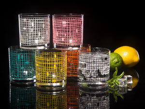 6-Color Basket Weave Rocks Glass Set