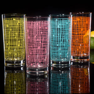 4-Color Basket Weave Collins Glasses Set