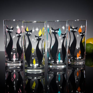 4-Color Atomic Cat Collins Glass Set