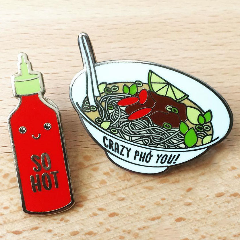 So Hot Sriracha and Crazy Pho You Enamel Pin Set - egads-shop