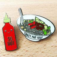 So Hot Sriracha and Crazy Pho You Enamel Pin Set - egads-shop