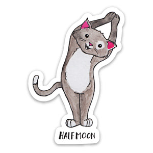 Yoga Cats Half Moon Pose Sticker - egads-shop