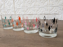 Load image into Gallery viewer, Mixed Aqua, Orange, Black &amp; Pink Diner Diamonds Rocks/Old Fashioned Glasses