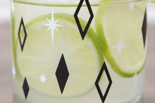 Load image into Gallery viewer, Mixed Aqua, Orange, Black &amp; Pink Diner Diamonds Rocks/Old Fashioned Glasses