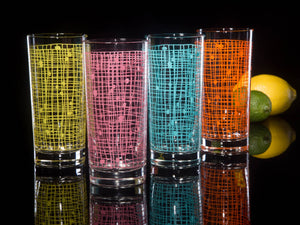4-Color Basket Weave Collins Glasses Set